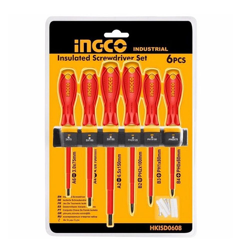 Súprava 6 izolovaných skrutkovačov pre elektrikárov ingco