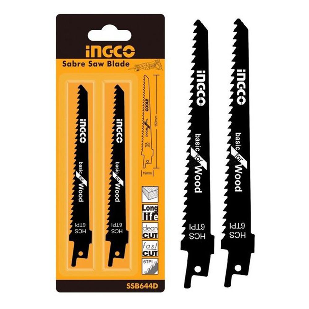 Sada 2 pílových listov na drevo pre priamočiaru pílu, 150mm, 6 TPI Ingco