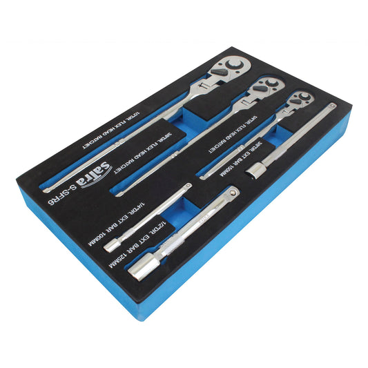 Kĺbové račne, sada 6ks, 1/4" – 3/8" – 1/2", s predĺženiami