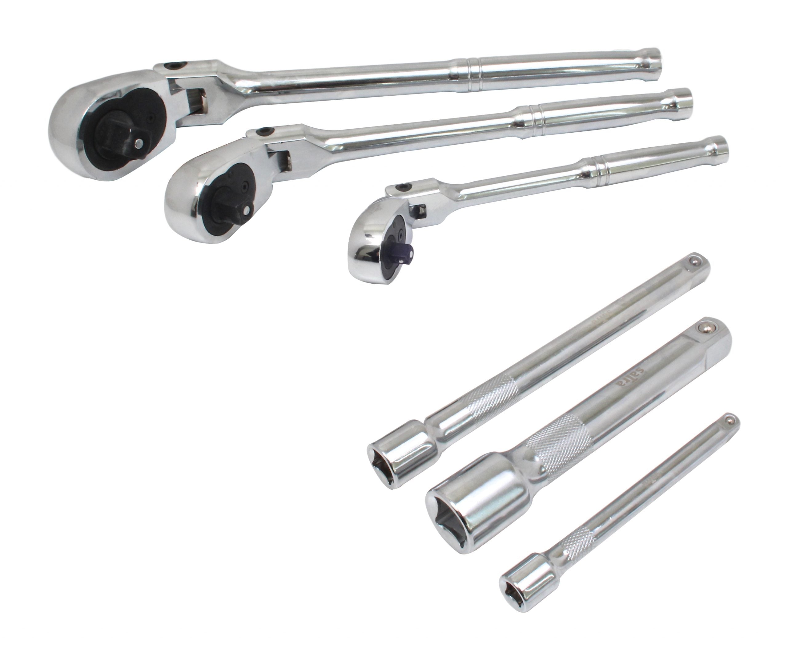 Kĺbové račne, sada 6ks, 1/4" – 3/8" – 1/2", s predĺženiami