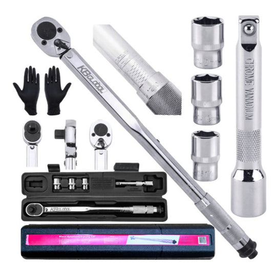 Sada momentového kľúča 1/2 5 kusov 28-210 nm, nástrčné hlavice 17-19-21 mm, nadstavec 1/2 kb global