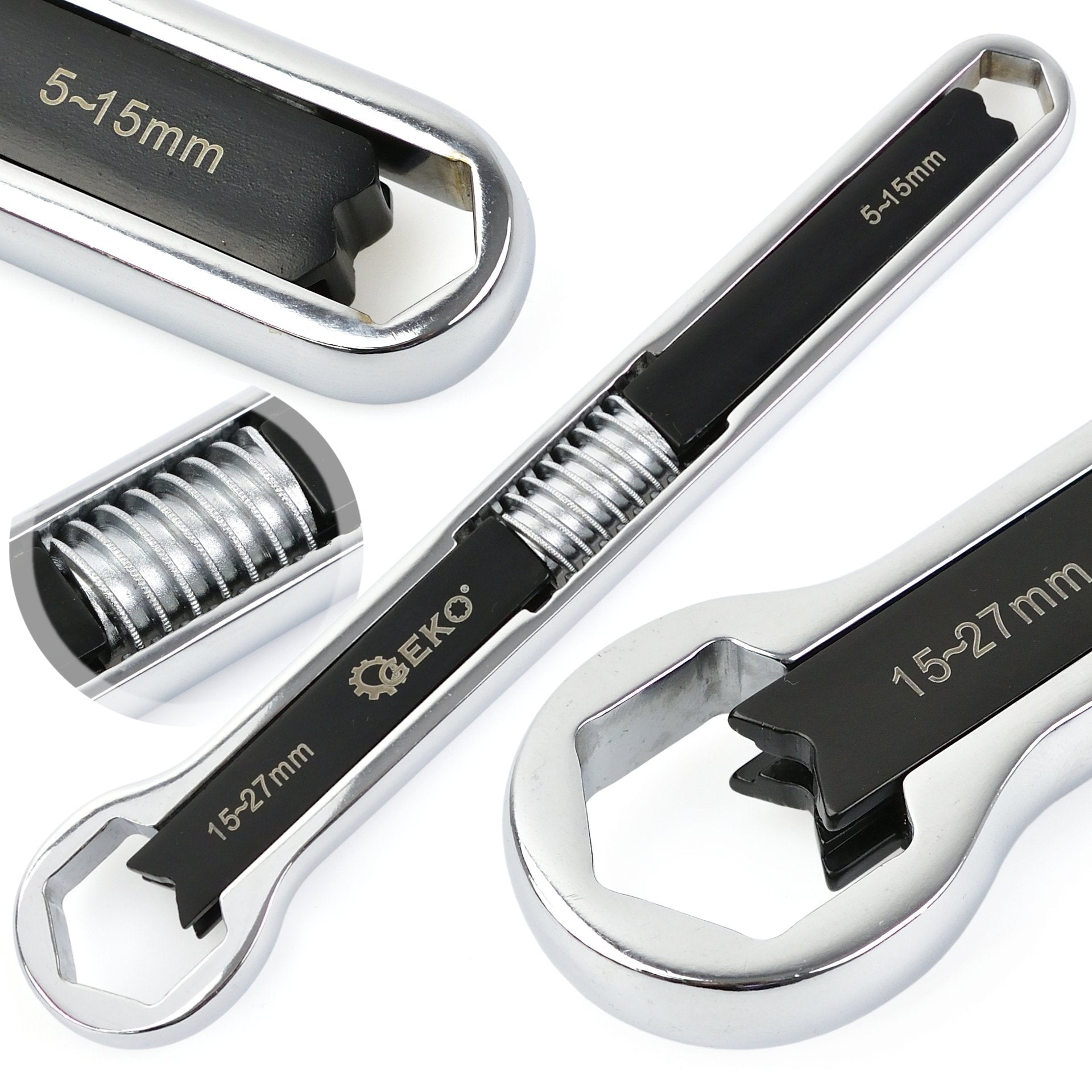 Nastaviteľný očkový kľúč obojstranný 5 - 15mm, 15 - 27mm Geko
