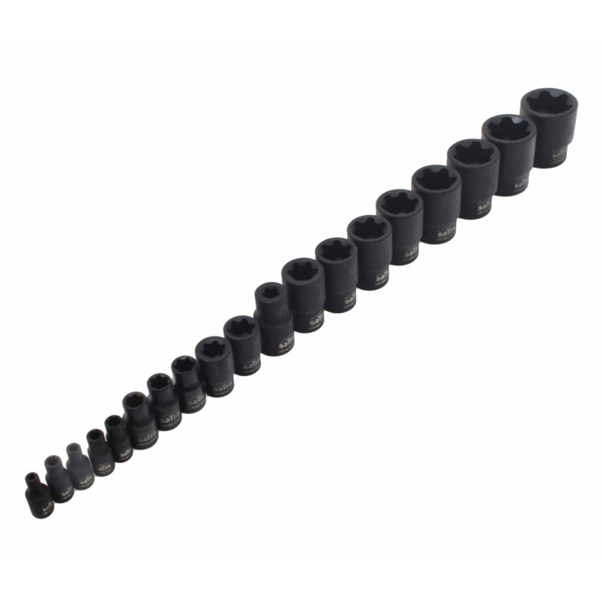 Sada rázových hlavíc E-Torx Plus EP4 - EP32, 19ks Satra