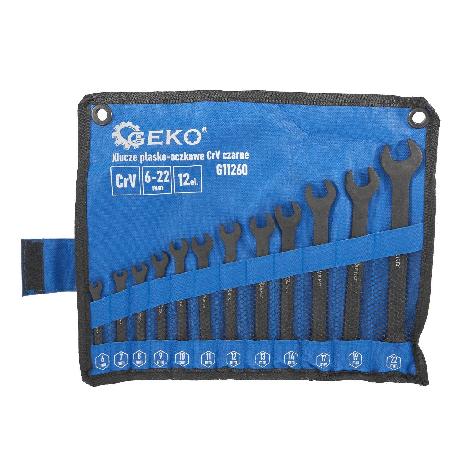 Sada kombinovaných očko-plochých kľúčov 12ks 6 - 22mm Cr-V čierne