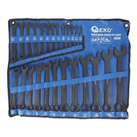 Sada kombinovaných očko-plochých kľúčov 25ks Cr-V čierne