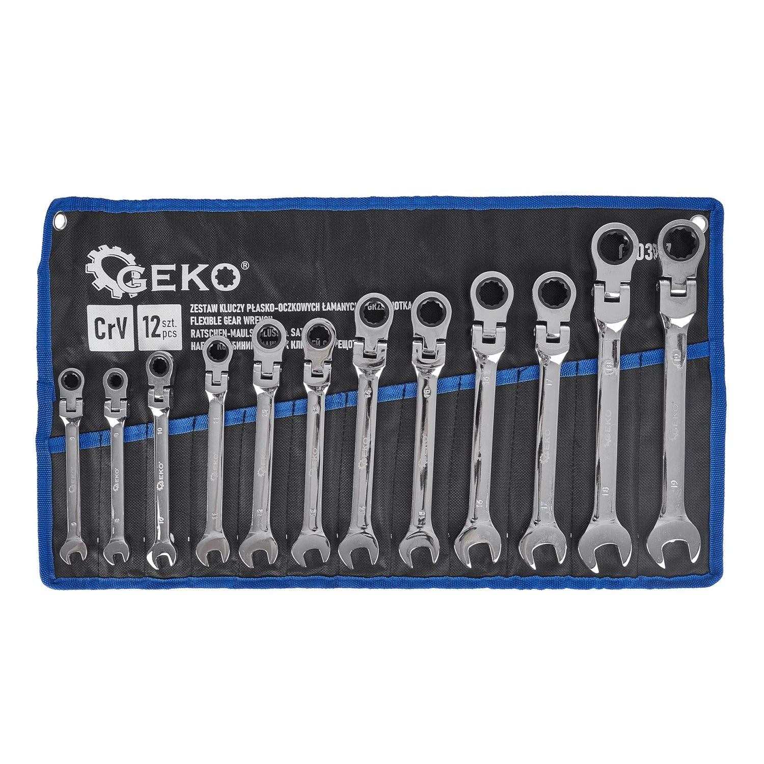 Sada 12 kombinovaných očkoplochých kľúčov s račňou a kĺbom 8 - 19mm