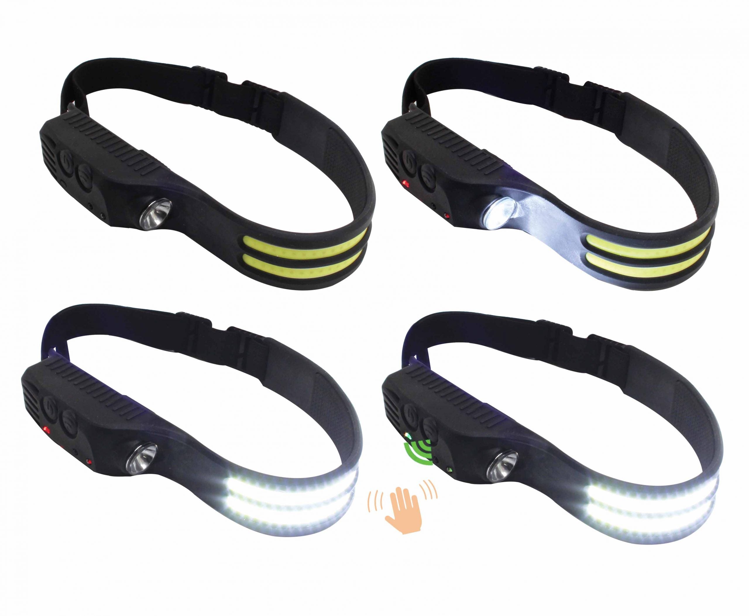 LED COB čelová lampa - čelovka, 3 - 5W, 350lm, s pohybovým senzorom Satra