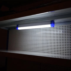 LED dielenská pracovná lampa 60W, 6500K, s magnetickým uchytením a nabíjateľným akumulátorom 3600mAh, 520 × 23 × 38mm, IP21