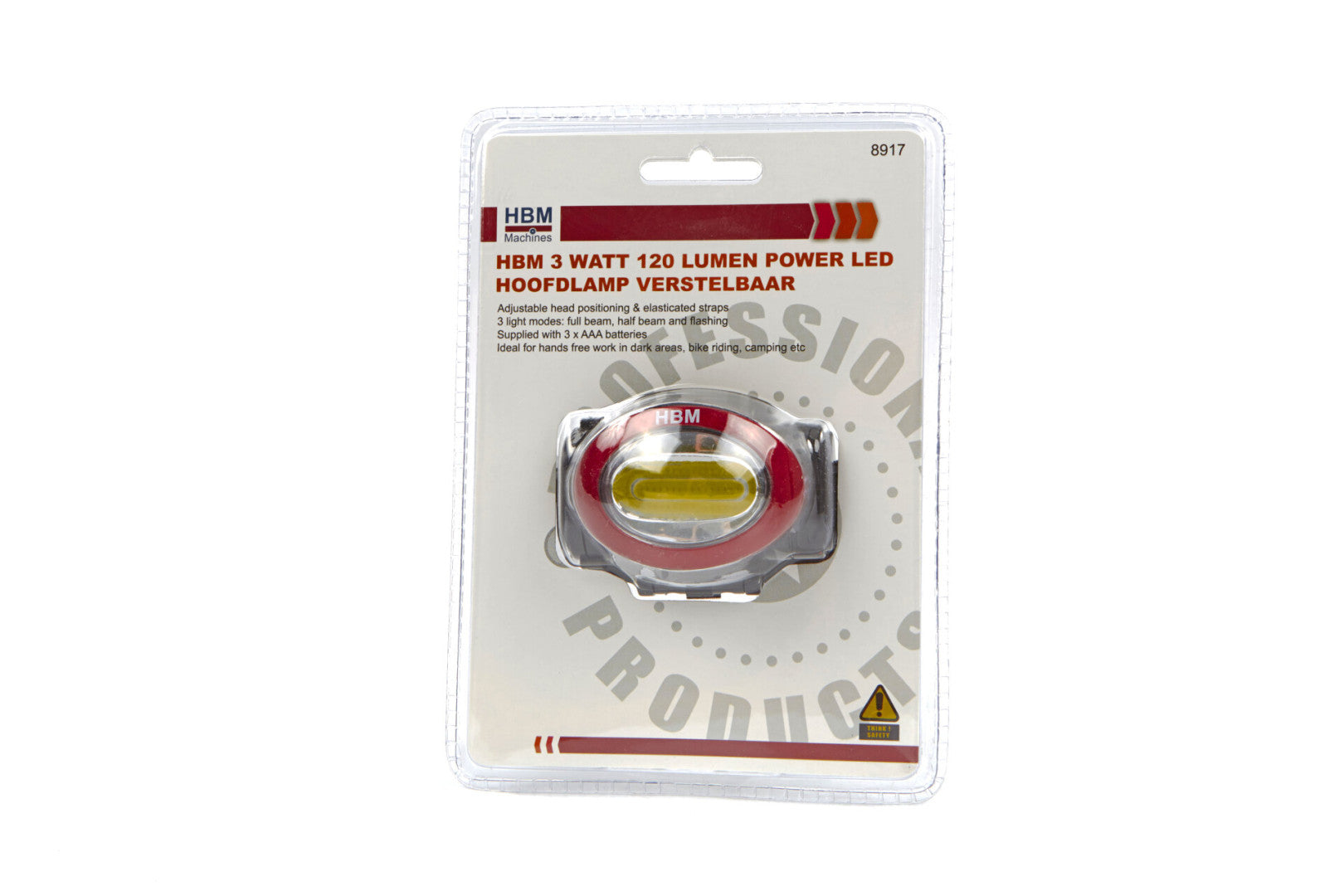 LED čelová lampa - čelovka, 3W, 120lm HBM
