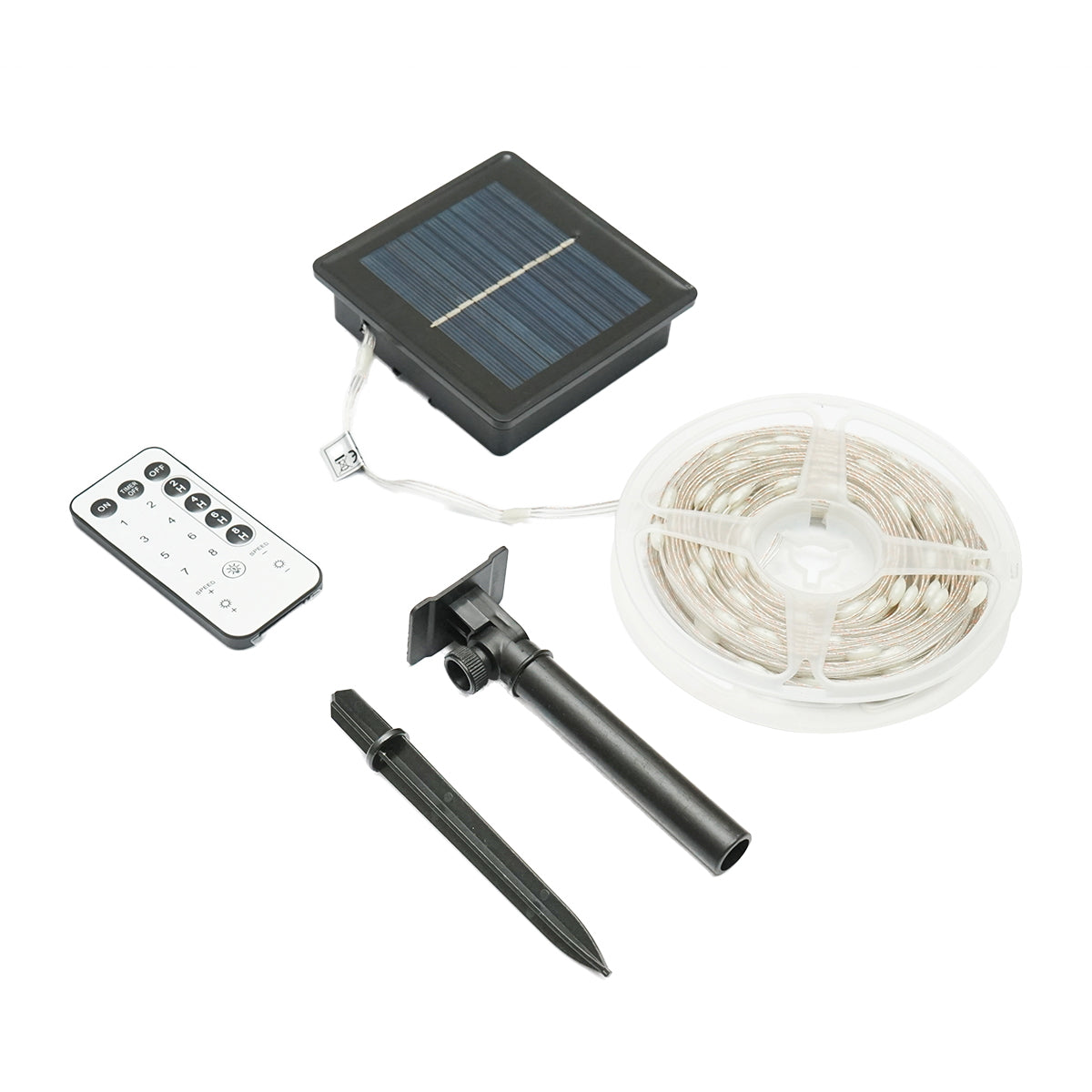 LED pásik so solárnym panelom 5V, 10m, diaľkové ovládanie, RGB+IC IP65 Breckner Germany
