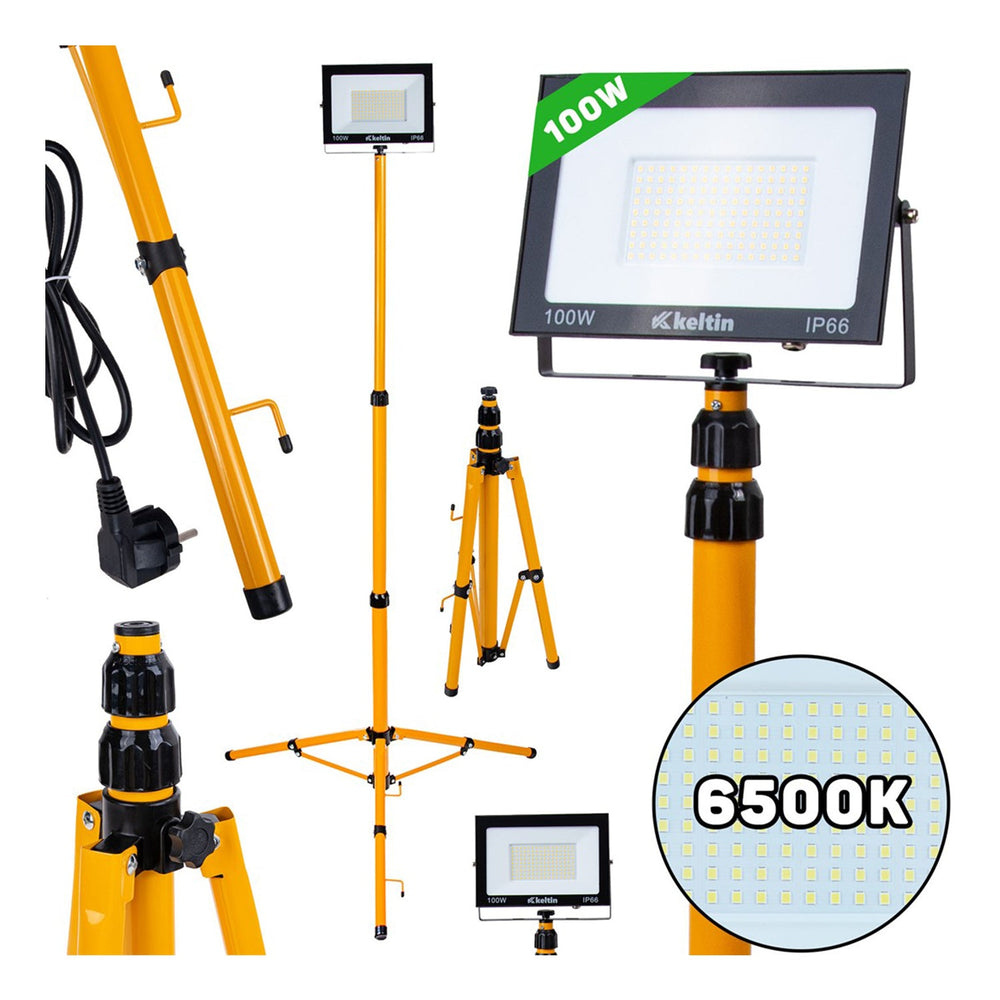 LED reflektor 100W, 6500K, s nastaviteľným statívom