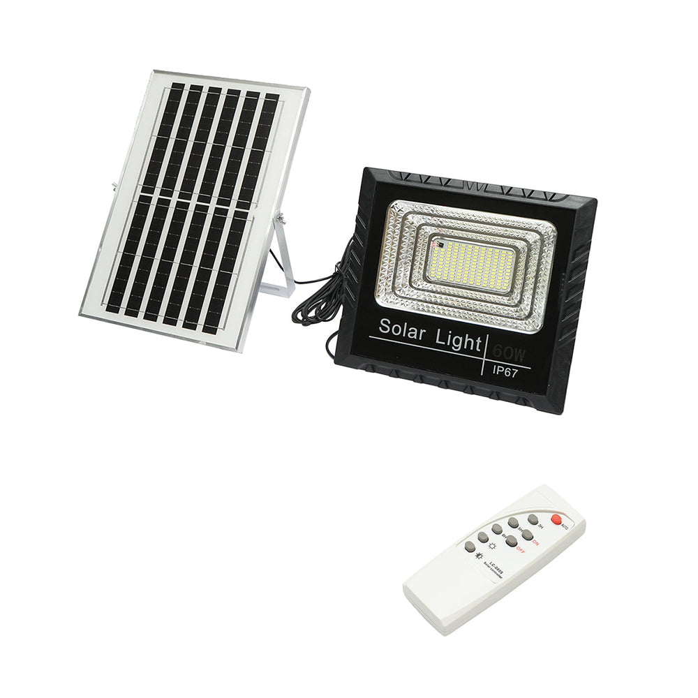 LED reflektor 60W so solárnym panelom 10W, batériou 1200mAh a diaľkovým ovládaním IP67 Breckner Germany