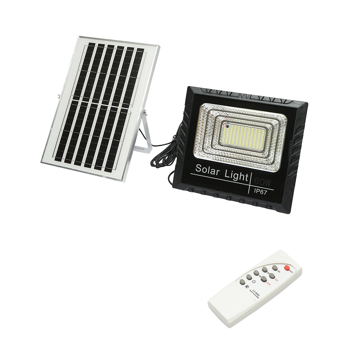 LED reflektor 60W so solárnym panelom 10W, batériou 1200mAh a diaľkovým ovládaním IP67 Breckner Germany