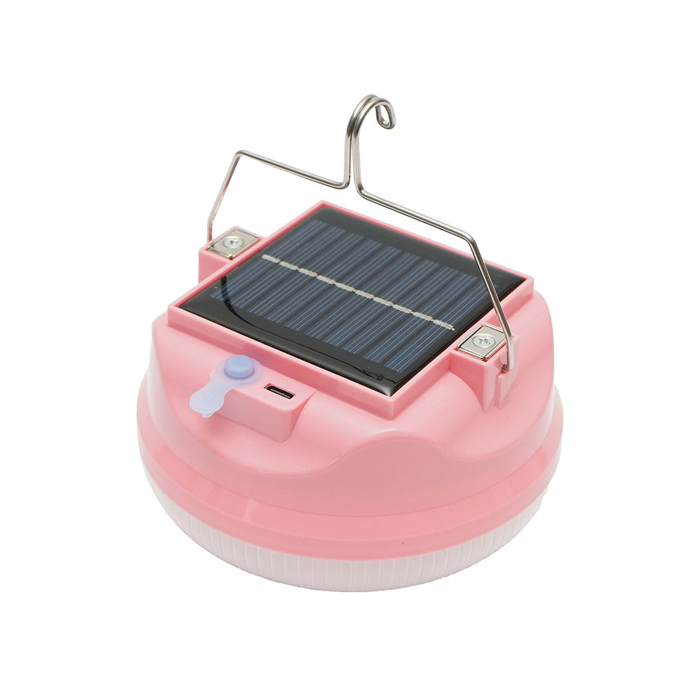 LED solárna lampa 200W, so solárnym panelom a batériou 2400mAh, ružová