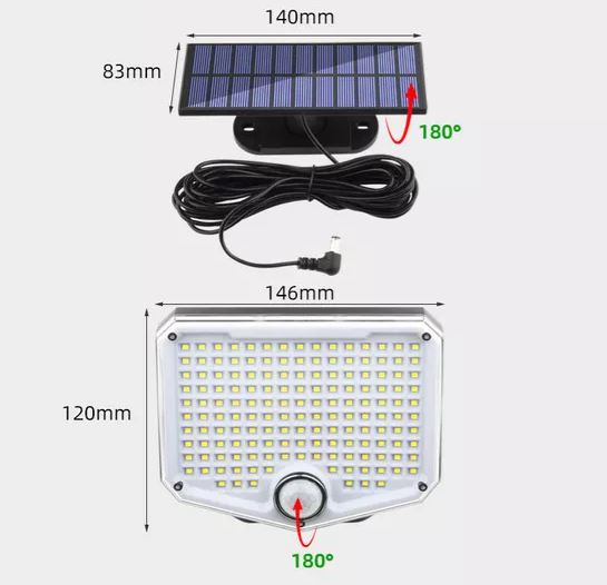 LED solárna lampa 8W, so solárnym panelom a batériou 2000mAh, IP65 Breckner Germany