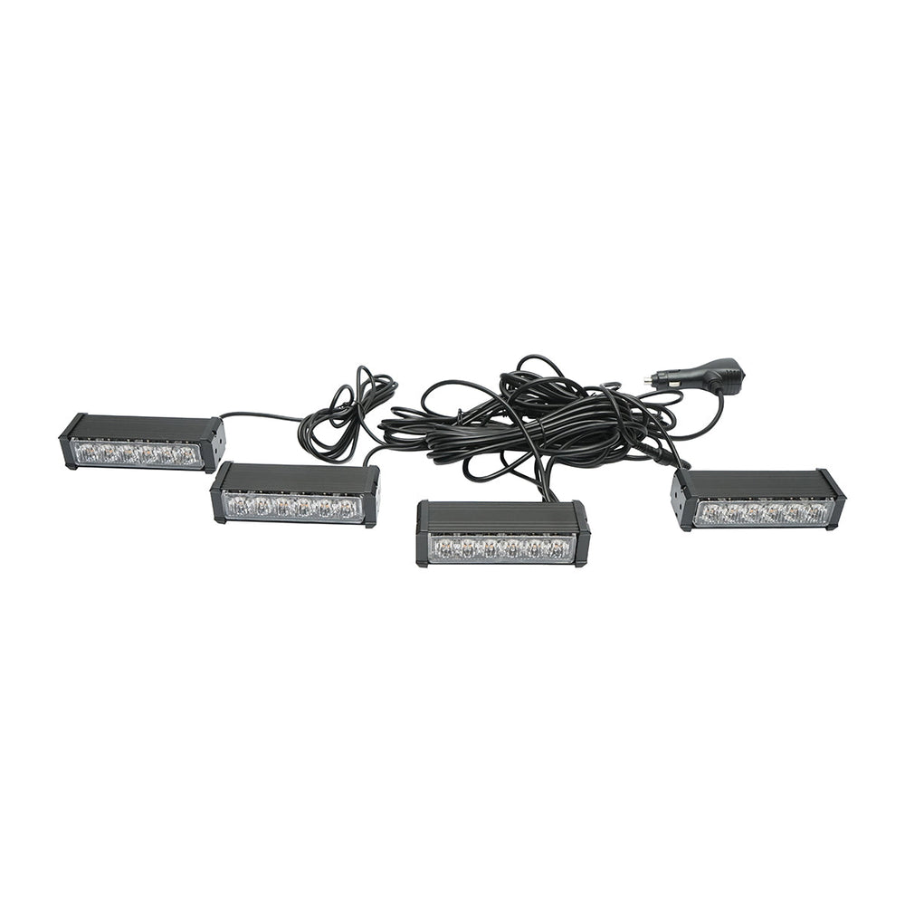 LED stroboskop - svetelná LED rampa, 6 LED, sada 4ks, žlté svetlo, 12V, Breckner Germany