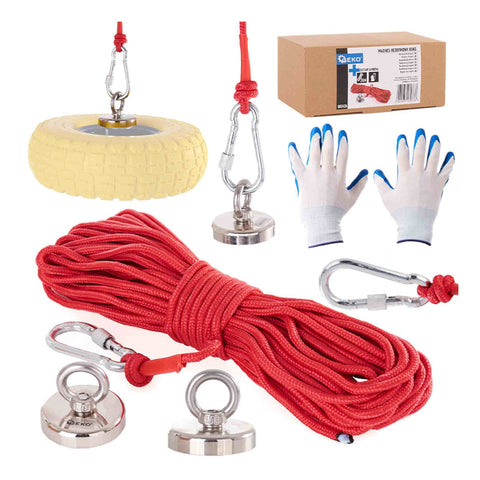Sada neodýmového magnetu 85 kg s lanom 20 m a rukavicami