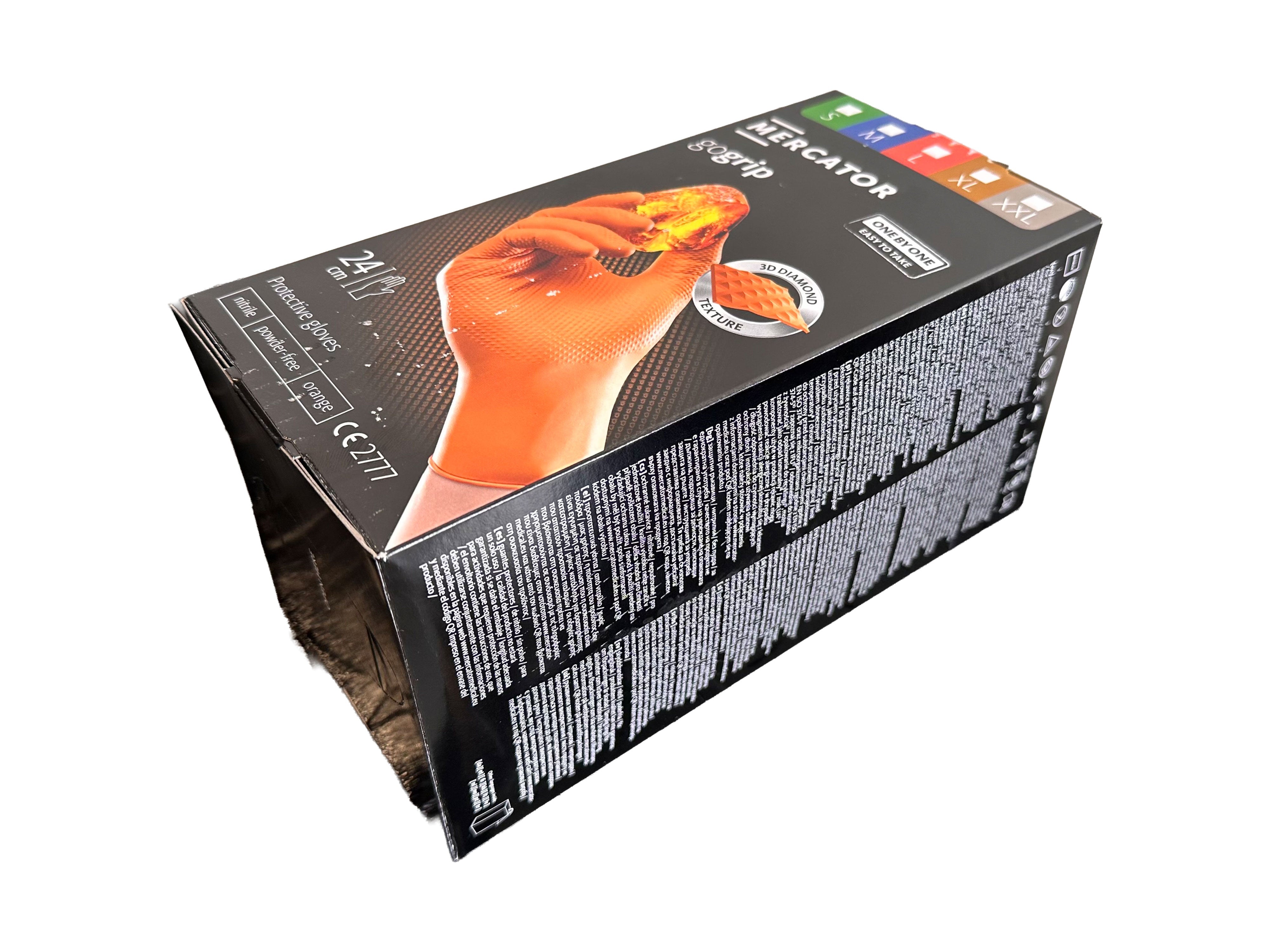 Prémiové nitrilové rukavice Mercator Gogrip One by One oranžové, veľkosť XL, 100ks