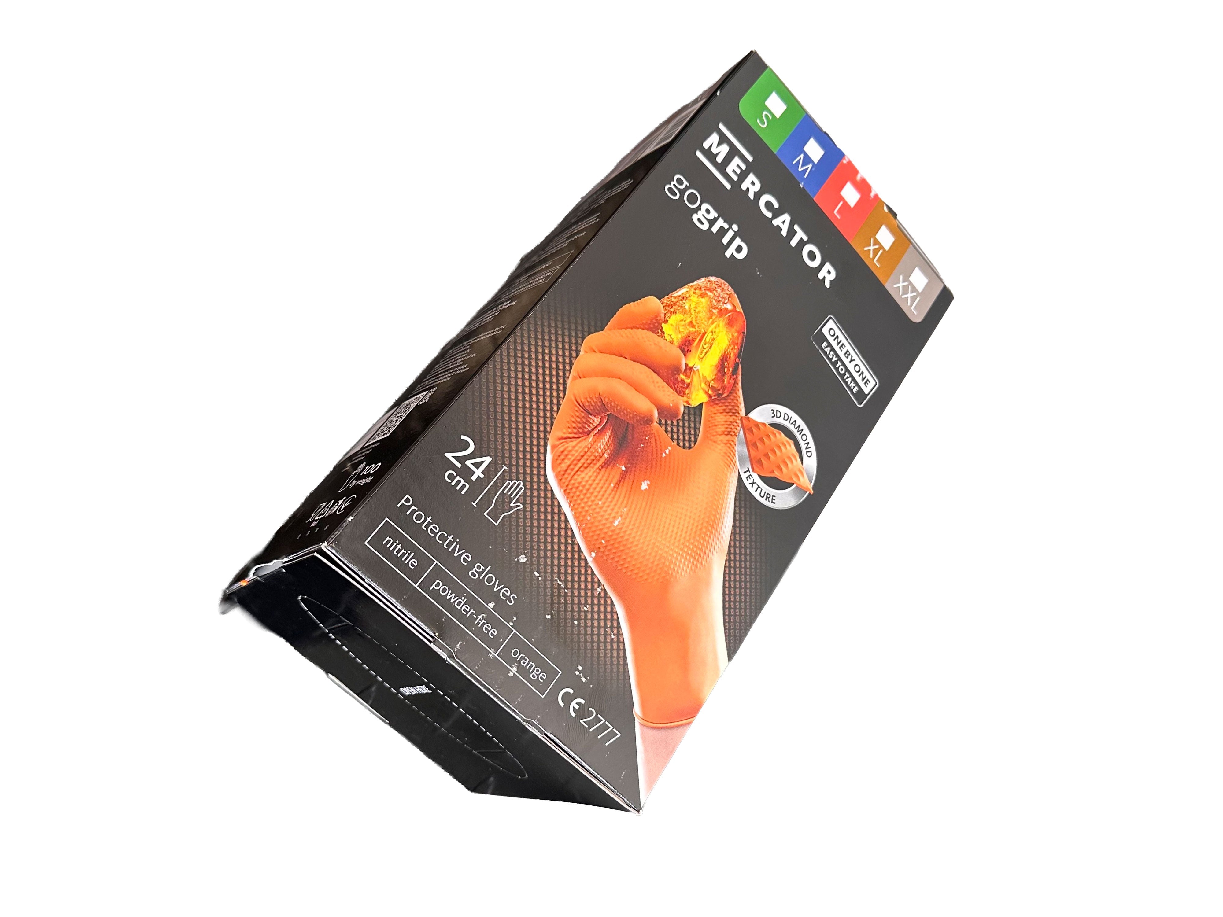 Prémiové nitrilové rukavice Mercator Gogrip One by One oranžové, veľkosť XL, 100ks