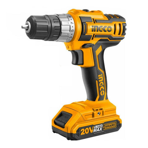 Akumulátorová vŕtačka - skrutkovač s 2 akumulátormi, 20 V Ingco