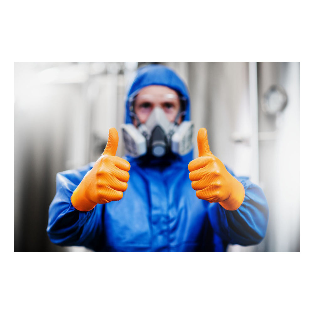 Prémiové nitrilové rukavice Mercator Gogrip oranžové pre mechanikov, veľkosť M, 50ks