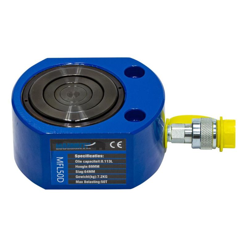 Dvojčinný extra plochý hydraulický valec 50t zdvih 64 mm