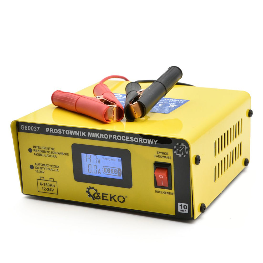 Mikroprocesorová nabíjačka autobatérií s LCD 12/24V, 10A, pre autobatérie 6 - 150Ah, Geko