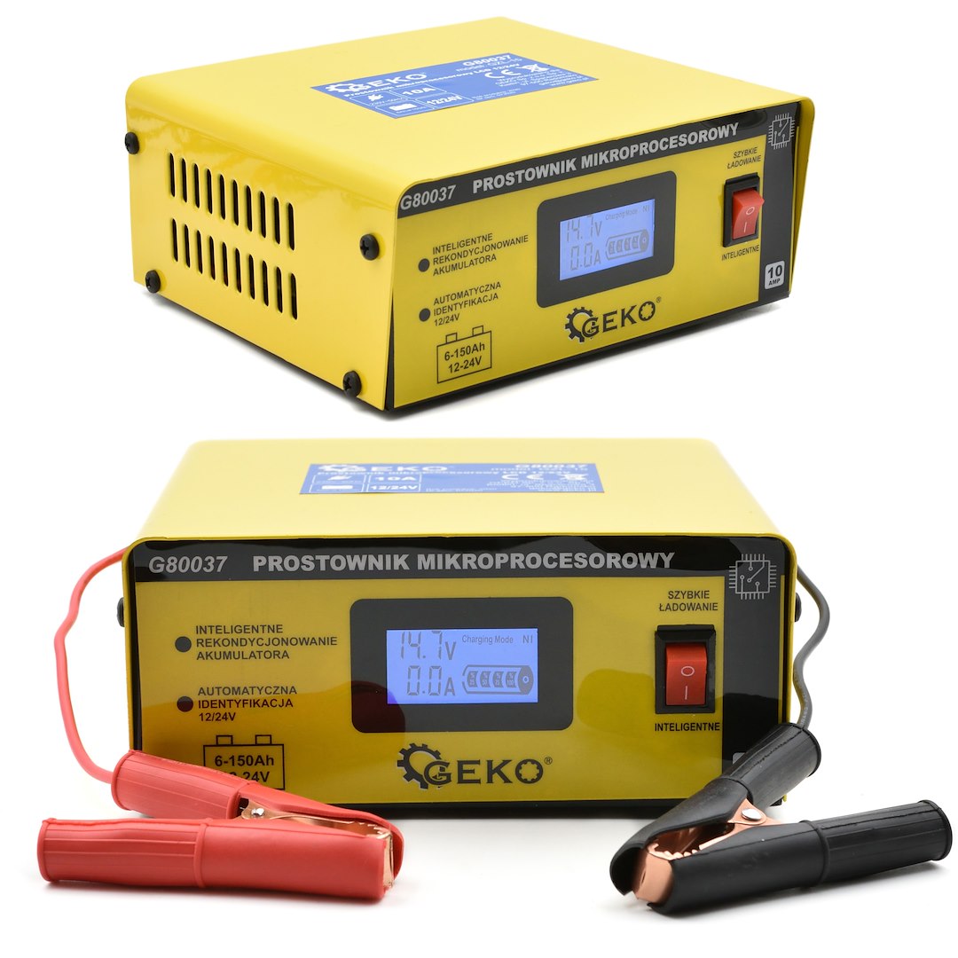 Mikroprocesorová nabíjačka autobatérií s LCD 12/24V, 10A, pre autobatérie 6 - 150Ah, Geko