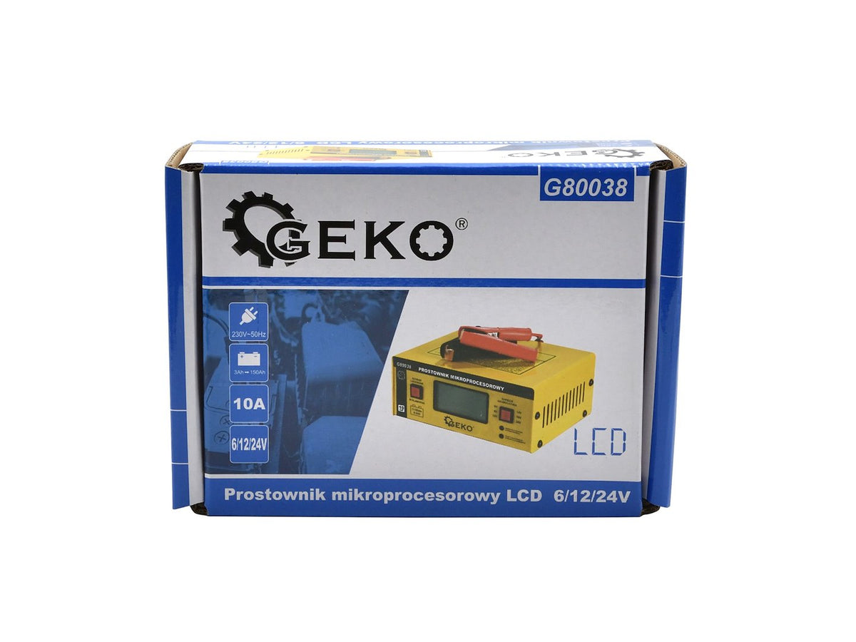 Mikroprocesorová nabíjačka autobatérií s LCD dispejom, 6/12/24V, 10A pre autobatérie 6 - 150Ah, Geko