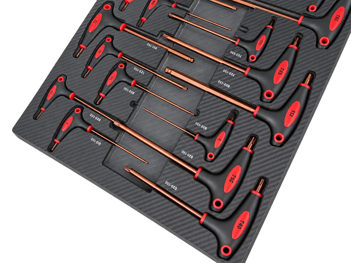 Vložka - výplň do zásuvky s Torx a Imbus kľúčmi s T-rukoväťou v palcoch, 18 ks Gebo Tools
