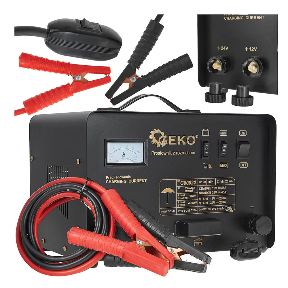 Nabíjačka autobatérií s funkciou štartovania 200A, 12/24V, Geko