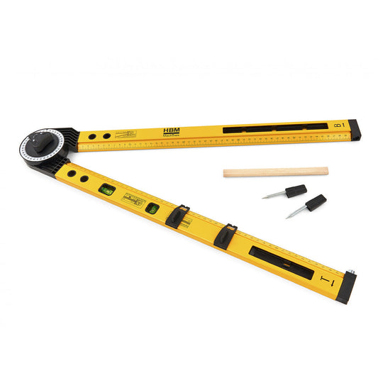 Nastaviteľný stavebný uhlomer s vodováhou 2 x 500mm HBM