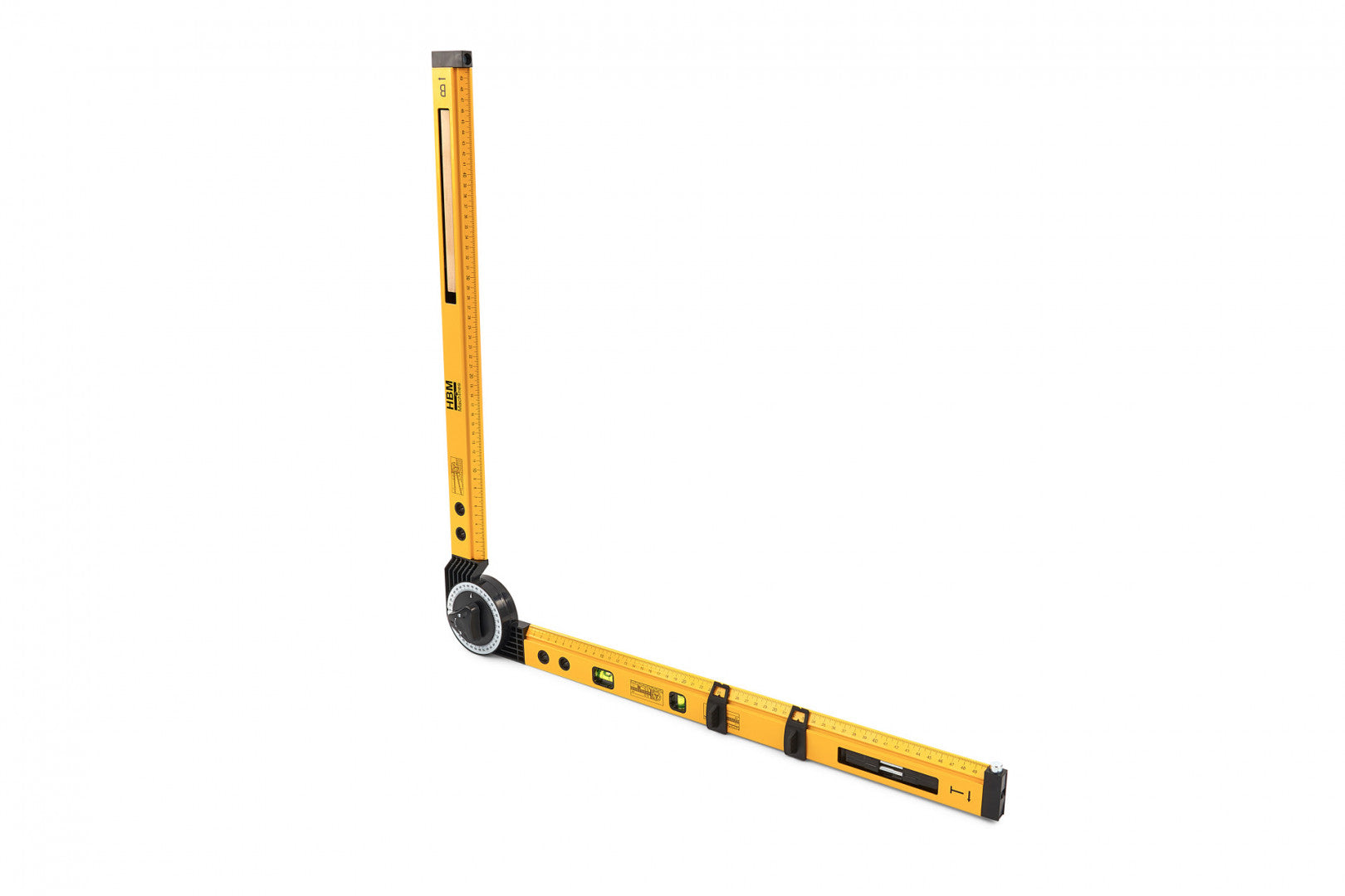 Nastaviteľný stavebný uhlomer s vodováhou 2 x 500mm HBM