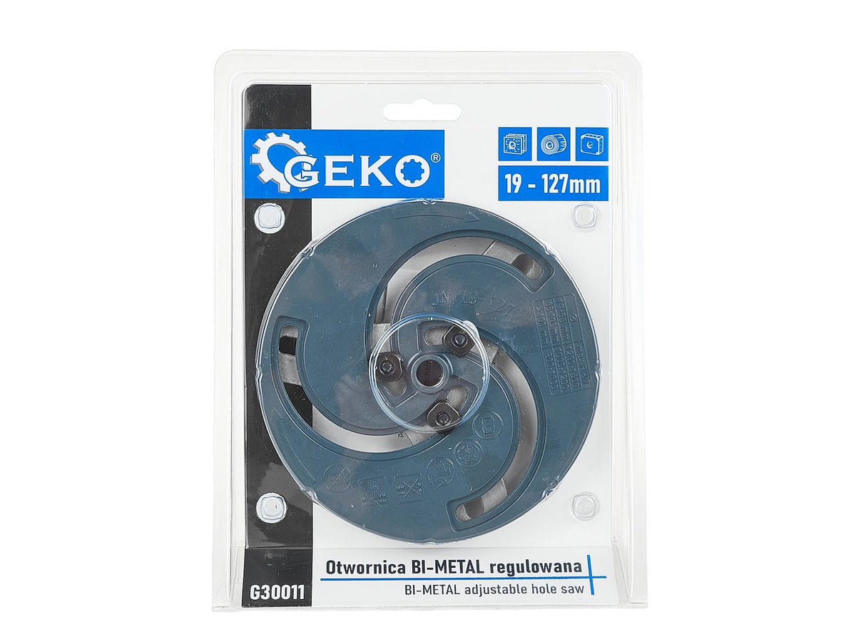 Nastaviteľná vykružovacia korunka bi-metal, 19 - 127mm, Geko