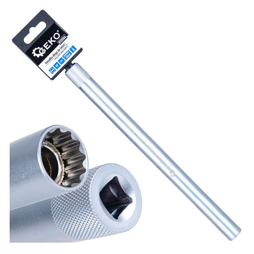 Nástrčná hlavica - kľúč na sviečky 14mm, 3/8'', 250mm, tenkostenná, CrV, Geko