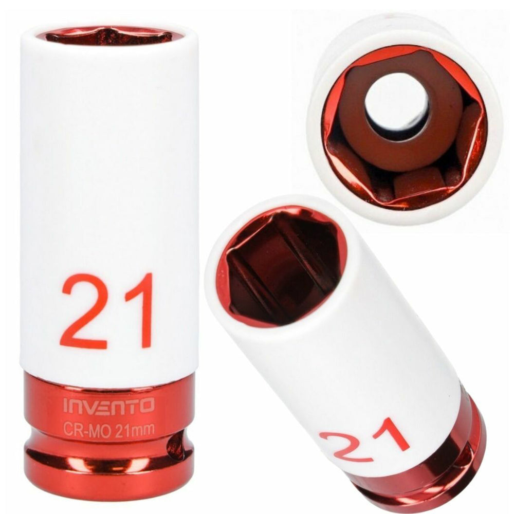 Nástrčná hlavica - kľúč s ochrannou manžetou pre zliatinové disky 21mm 1/2'' Invento