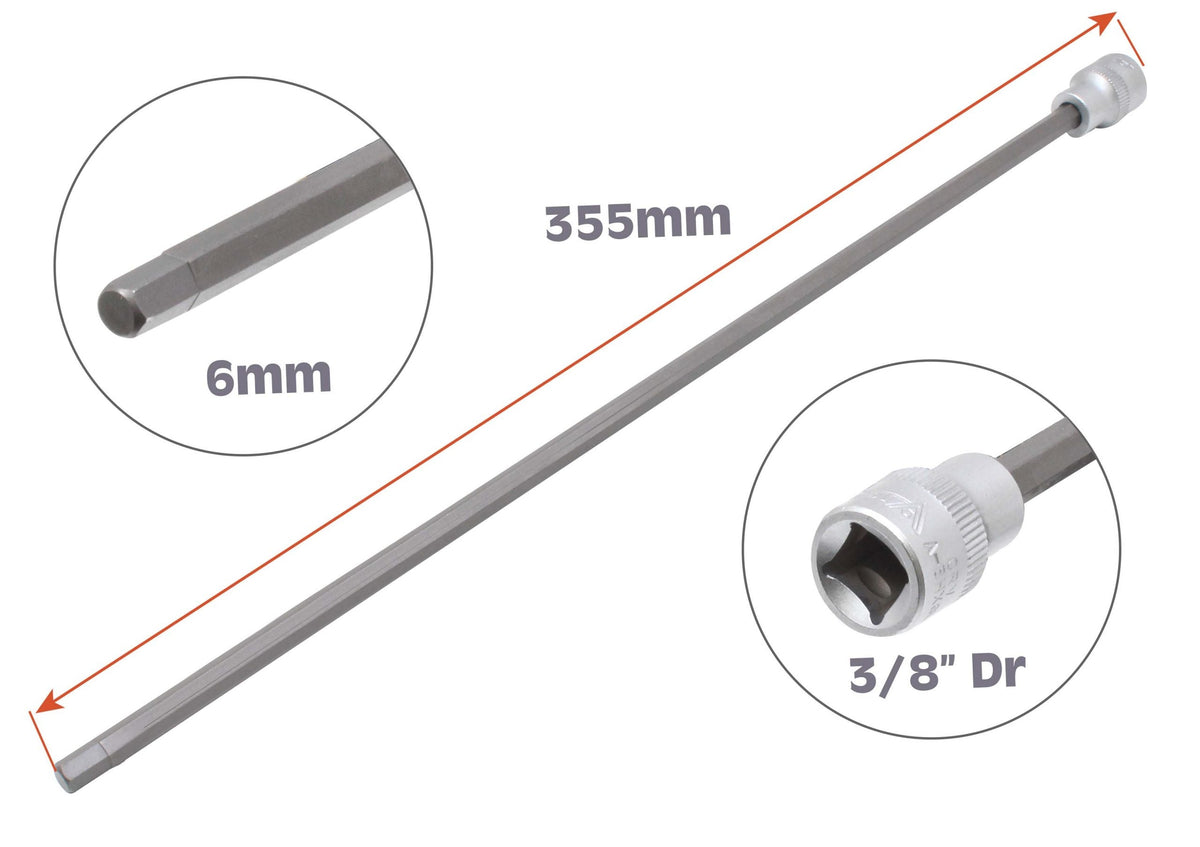 Nástrčná hlavica s bitom - kľúč 6mm štvorhran 1/2'' 355mm na montáž/demontáž hriadeľa VW Audi VAG