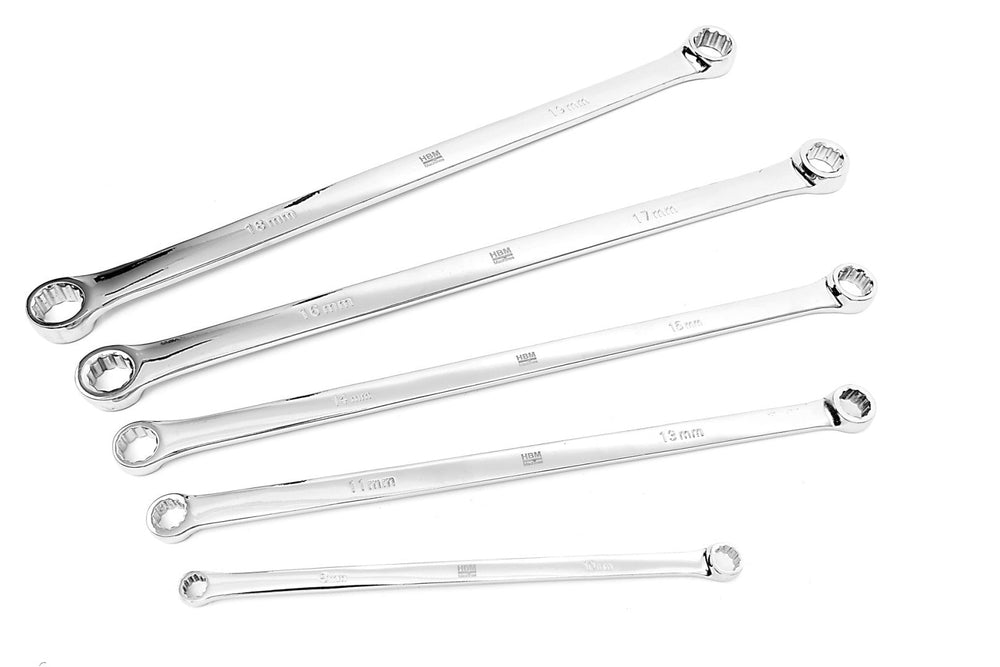Očkové kľúče, extra dlhé, 8 - 19mm, sada 5ks, HBM
