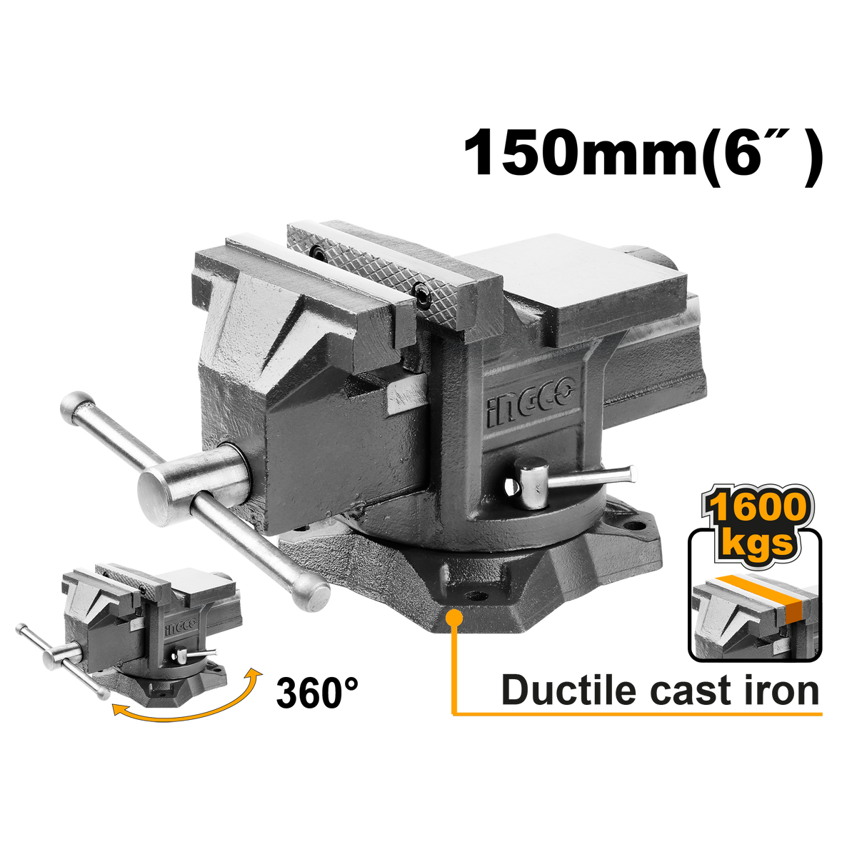 Otočný stolový zverák 150mm / 6" Ingco