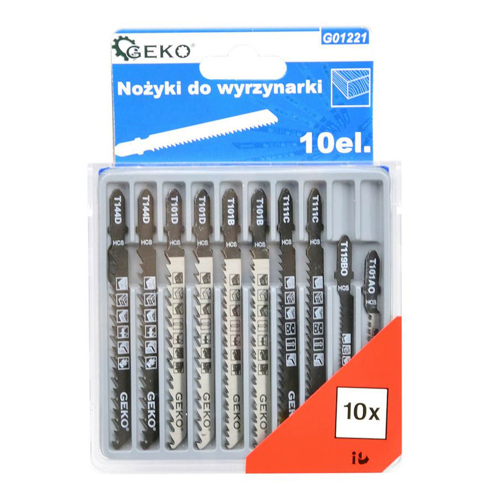 Pilové listy pre priamočiaru pílu, sada 10ks, oceľ HCS, uchytenie T, Geko
