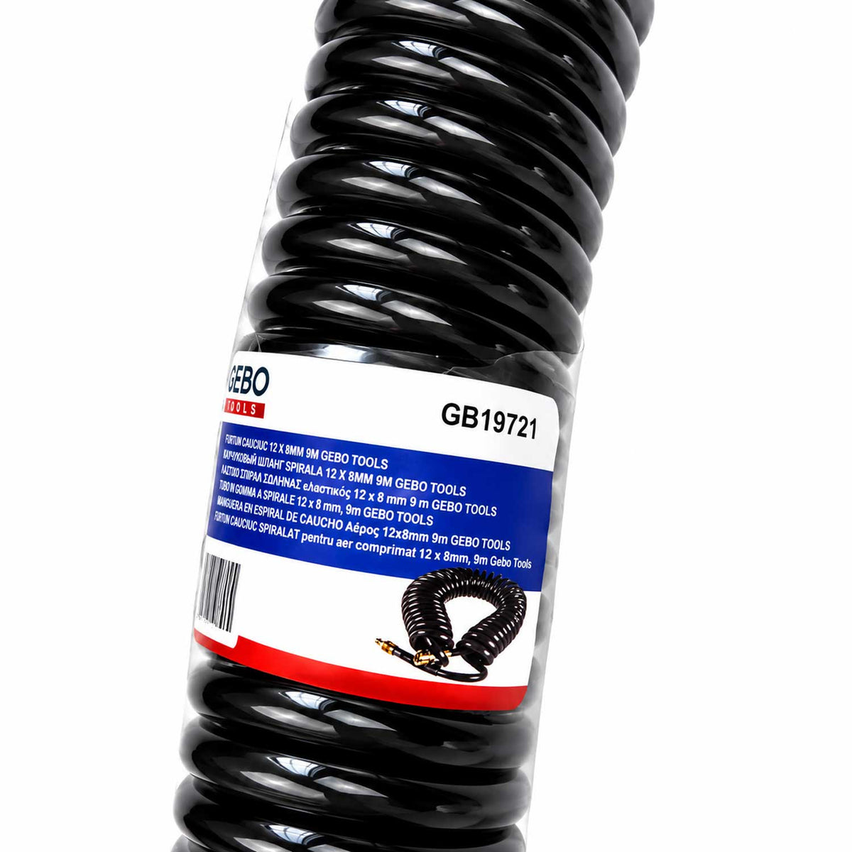 Špirálová pneumatická hadica na stlačený vzduch 12x8mm, 9m, Gebo Tools