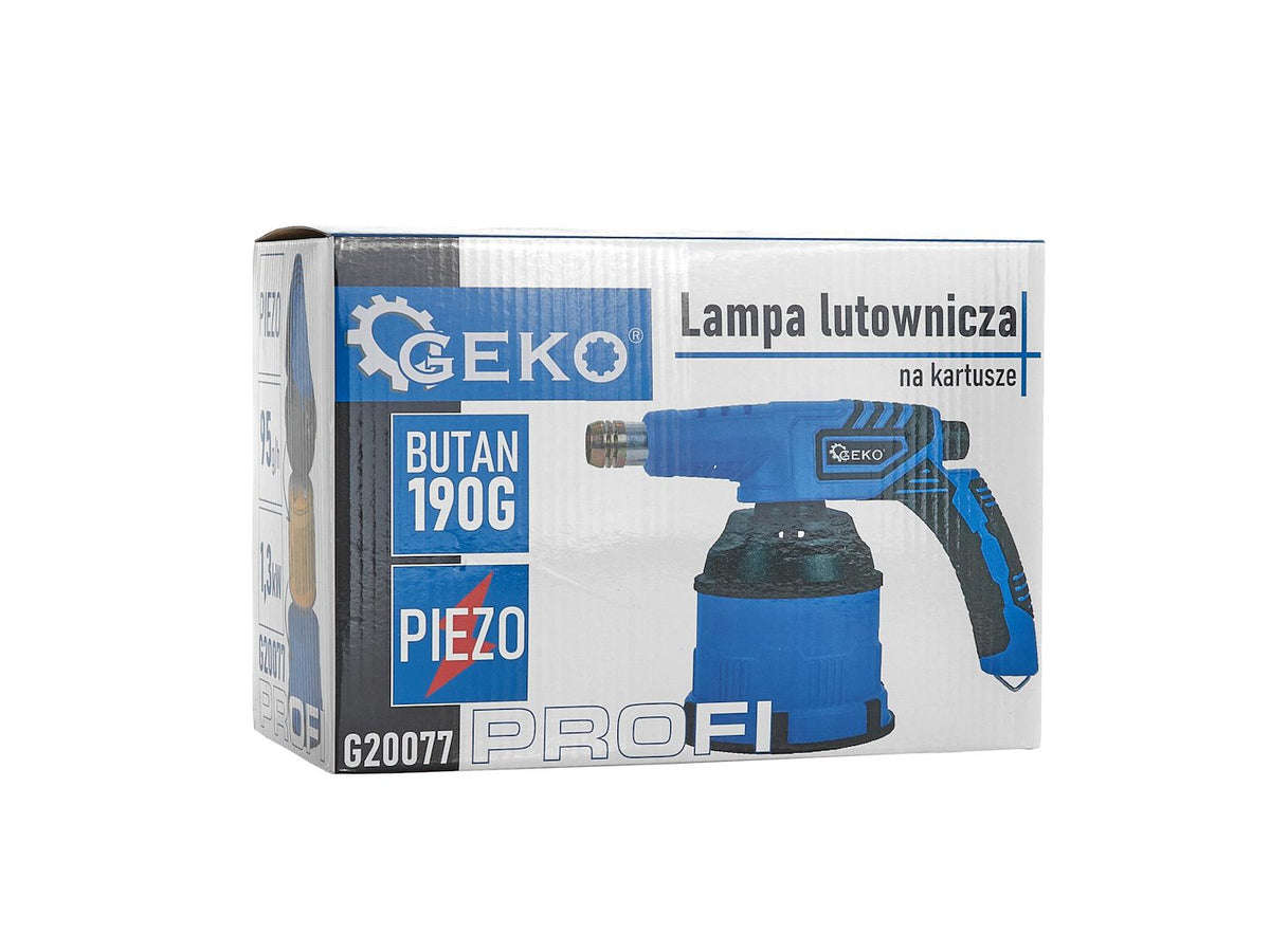 Plynová spájkovacia lampa s piezoelektrickým zapaľovaním, 190g, nastaviteľný plameň 1200°C, Geko