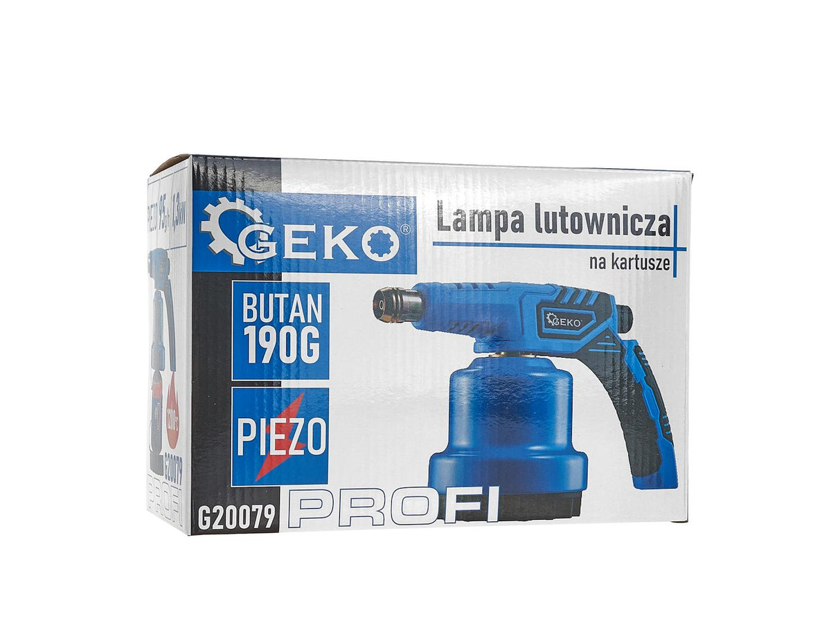 Plynová spájkovacia lampa s piezoelektrickým zapaľovaním, kovová, 190g, nastaviteľný plameň 1200°C, Geko