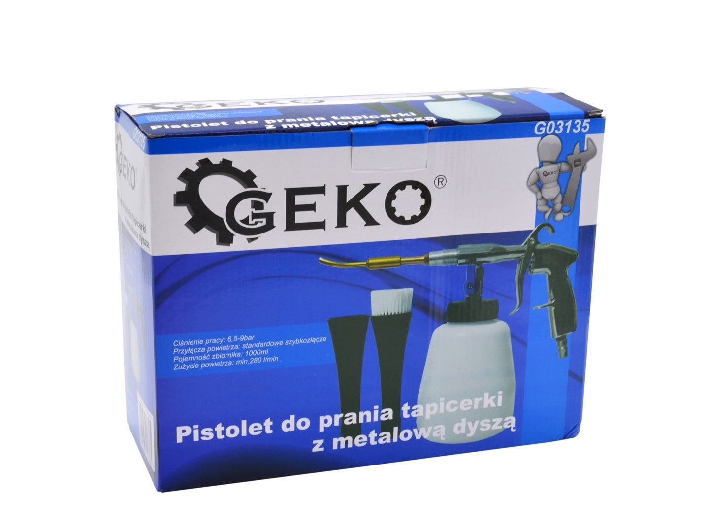 Pneumatická pištoľ na čistenie čalúnenia Tornador s kefou Geko
