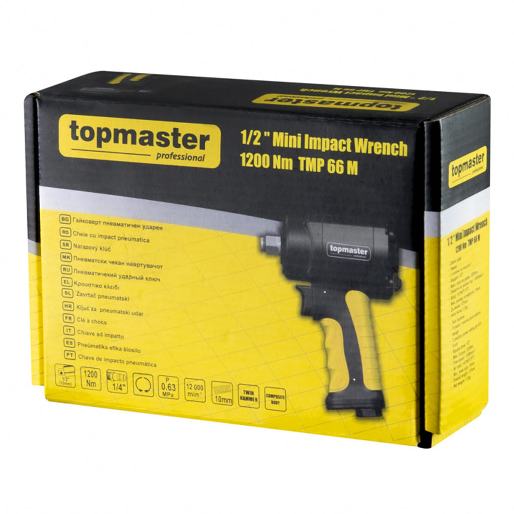 Pneumatický rázový uťahovák s krátkou hlavou 1/2'' 1200Nm Topmaster Pro