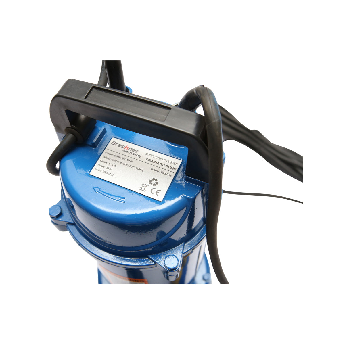 Ponorné drenážne kalové čerpadlo, s plavákom 550W, 133l/min, hĺbka 20m, 220V, QDX1.5-25-0.55F Breckner Germany