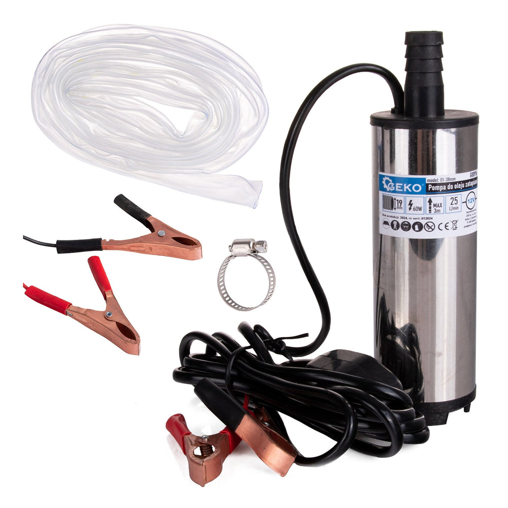 Ponorné čerpadlo na naftu a iné kvapaliny 60W, 12V, 25l/min, s hadicou 3m