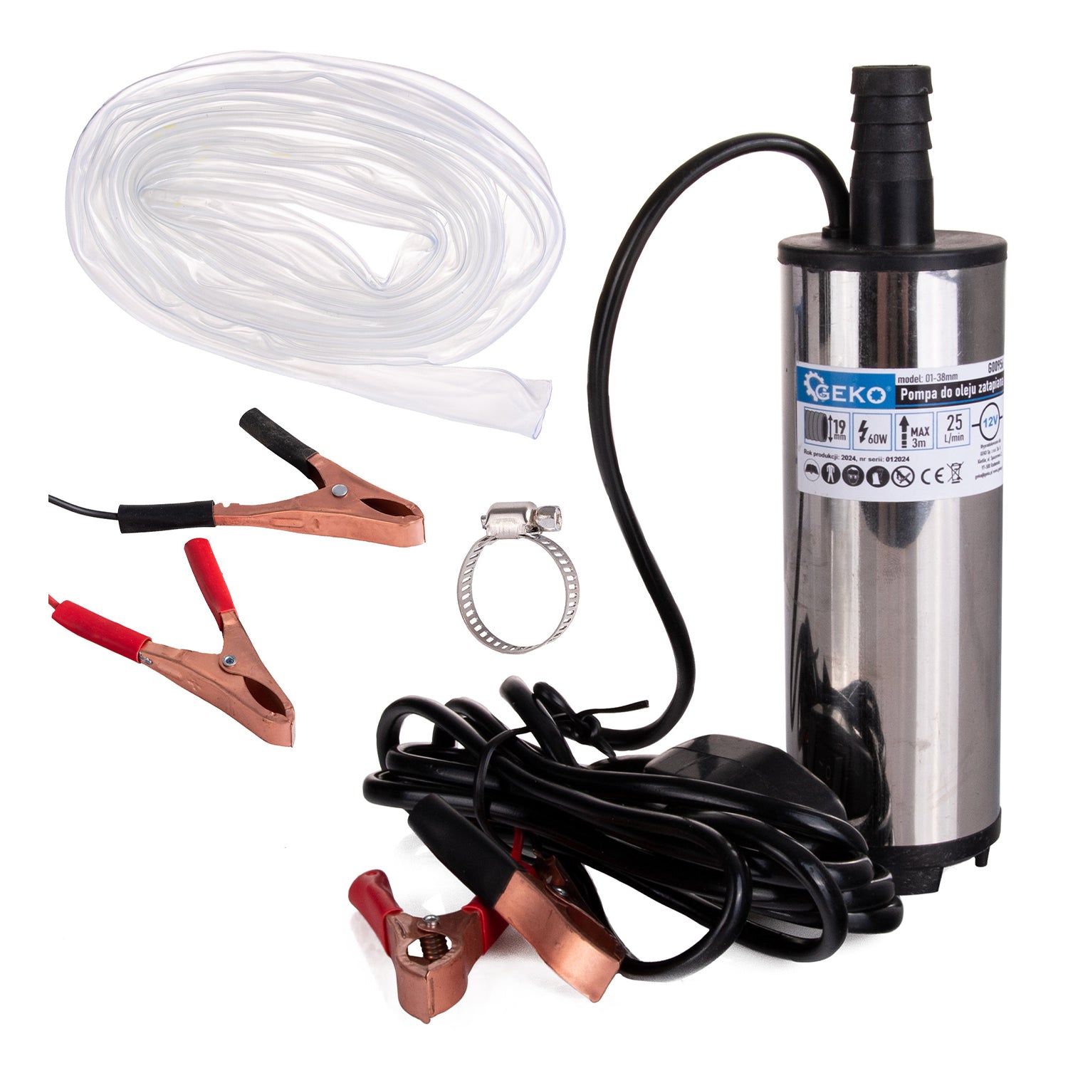 Ponorné čerpadlo na naftu a iné kvapaliny 60W, 12V, 25l/min, s hadicou 3m