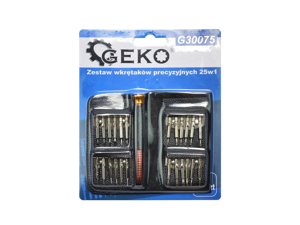 Presný skrutkovač s bitmi, 25ks, Geko