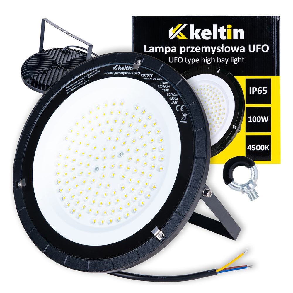 Priemyselná LED lampa Highbay 100W, 12000lm, 4500K, IP65, Keltin